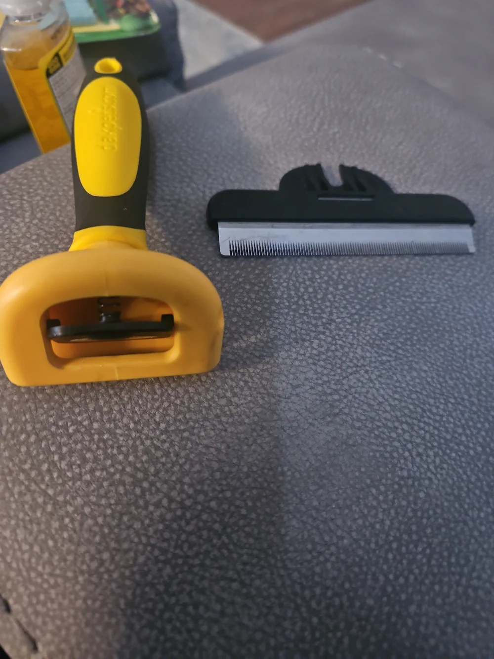 Yellow Pet Deshedding Brush - Comfortable Grip